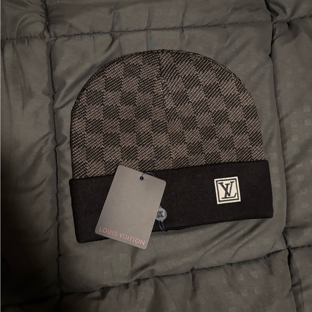 Louis Vuitton Brown and Black Checkered Beanie